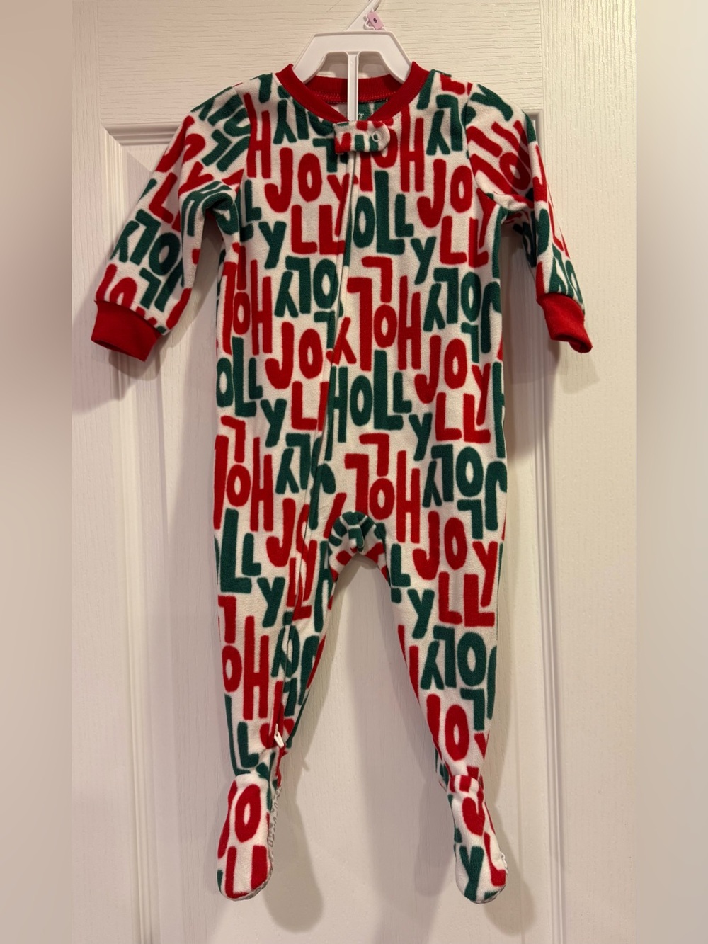 Carter's Red Green 1 Pc Holly Jolly LS Footed Blanket Sleeper Christmas 12M